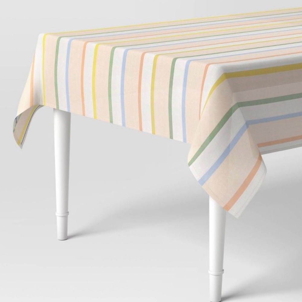 Room Essentials Pastel Striped Tablecloth 60x84. Sets 6-8